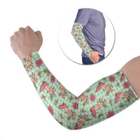Green Paniolo Palaka Hawaiian Cowgirl Christmas Arm Sleeves - Polynesian Pride