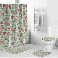 Green Paniolo Palaka Hawaiian Cowgirl Christmas Bathroom Set - Polynesian Pride