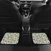 Green Paniolo Palaka Hawaiian Cowgirl Christmas Car Mats - Polynesian Pride