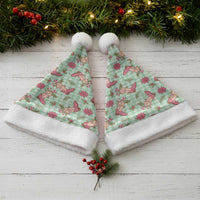 Green Paniolo Palaka Hawaiian Cowgirl Christmas Santa Hat - Polynesian Pride