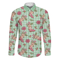 Green Paniolo Palaka Hawaiian Cowgirl Christmas Family Matching Long Sleeve Bodycon Dress and Hawaiian Shirt LT9 Dad's Shirt - Long Sleeve Green - Polynesian Pride