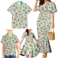 Green Paniolo Palaka Hawaiian Cowgirl Christmas Family Matching Mermaid Dress and Hawaiian Shirt LT9 - Polynesian Pride