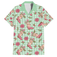 Green Paniolo Palaka Hawaiian Cowgirl Christmas Family Matching Off Shoulder Short Dress and Hawaiian Shirt LT9 Dad's Shirt - Short Sleeve Green - Polynesian Pride