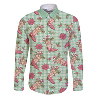 Green Paniolo Palaka Hawaiian Cowgirl Christmas Family Matching Short Sleeve Bodycon Dress and Hawaiian Shirt LT9 Dad's Shirt - Long Sleeve Green - Polynesian Pride