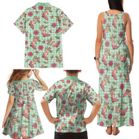 Green Paniolo Palaka Hawaiian Cowgirl Christmas Family Matching Tank Maxi Dress and Hawaiian Shirt - Polynesian Pride