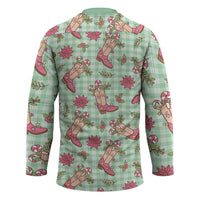 Green Paniolo Palaka Hawaiian Cowgirl Christmas Hockey Jersey - Polynesian Pride
