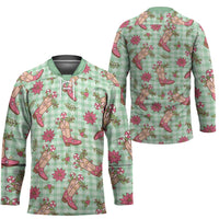 Green Paniolo Palaka Hawaiian Cowgirl Christmas Hockey Jersey - Polynesian Pride