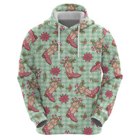 Green Paniolo Palaka Hawaiian Cowgirl Christmas Hoodie - Polynesian Pride