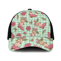 Green Paniolo Palaka Hawaiian Cowgirl Christmas Mesh Trucker Cap - Polynesian Pride