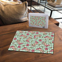 Green Paniolo Palaka Hawaiian Cowgirl Christmas Puzzle - Polynesian Pride