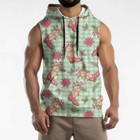 Green Paniolo Palaka Hawaiian Cowgirl Christmas Sleeveless Hoodie - Polynesian Pride