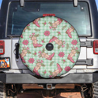 Green Paniolo Palaka Hawaiian Cowgirl Christmas Spare Tire Cover - Polynesian Pride