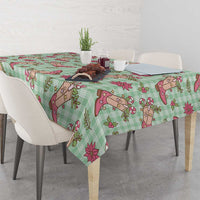 Green Paniolo Palaka Hawaiian Cowgirl Christmas Tablecloth - Polynesian Pride