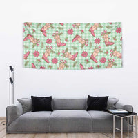 Green Paniolo Palaka Hawaiian Cowgirl Christmas Tapestry - Polynesian Pride