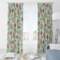Green Paniolo Palaka Hawaiian Cowgirl Christmas Window Curtain - Polynesian Pride