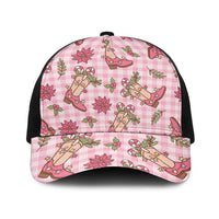 Pink Paniolo Palaka Hawaiian Cowgirl Christmas Baseball Net Cap - Polynesian Pride