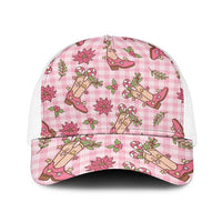 Pink Paniolo Palaka Hawaiian Cowgirl Christmas Baseball Net Cap - Polynesian Pride