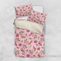 Pink Paniolo Palaka Hawaiian Cowgirl Christmas Bedding Set - Polynesian Pride