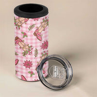 Pink Paniolo Palaka Hawaiian Cowgirl Christmas 4 in 1 Can Cooler Tumbler - Polynesian Pride