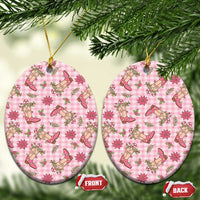 Pink Paniolo Palaka Hawaiian Cowgirl Christmas Ceramic Ornament - Polynesian Pride