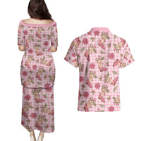 Pink Paniolo Palaka Hawaiian Cowgirl Christmas Couples Matching Puletasi and Hawaiian Shirt - Polynesian Pride