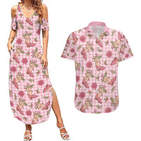 Pink Paniolo Palaka Hawaiian Cowgirl Christmas Couples Matching Summer Maxi Dress and Hawaiian Shirt LT9 Pink - Polynesian Pride