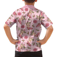 Pink Paniolo Palaka Hawaiian Cowgirl Christmas Family Matching Long Sleeve Bodycon Dress and Hawaiian Shirt LT9 - Polynesian Pride