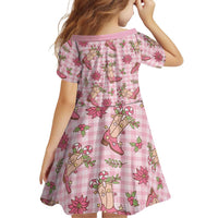 Pink Paniolo Palaka Hawaiian Cowgirl Christmas Family Matching Long Sleeve Bodycon Dress and Hawaiian Shirt LT9 - Polynesian Pride