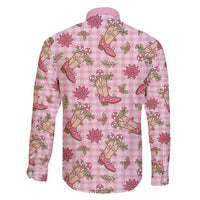Pink Paniolo Palaka Hawaiian Cowgirl Christmas Family Matching Long Sleeve Bodycon Dress and Hawaiian Shirt LT9 - Polynesian Pride