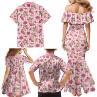 Pink Paniolo Palaka Hawaiian Cowgirl Christmas Family Matching Mermaid Dress and Hawaiian Shirt - Polynesian Pride