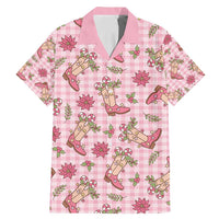Pink Paniolo Palaka Hawaiian Cowgirl Christmas Family Matching Mermaid Dress and Hawaiian Shirt LT9 Dad's Shirt - Short Sleeve Pink - Polynesian Pride