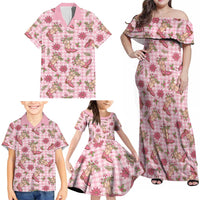 Pink Paniolo Palaka Hawaiian Cowgirl Christmas Family Matching Off Shoulder Maxi Dress and Hawaiian Shirt LT9 - Polynesian Pride
