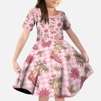 Pink Paniolo Palaka Hawaiian Cowgirl Christmas Family Matching Tank Maxi Dress and Hawaiian Shirt LT9 Daughter's Dress Pink - Polynesian Pride