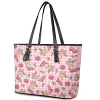 Pink Paniolo Palaka Hawaiian Cowgirl Christmas Leather Tote Bag - Polynesian Pride