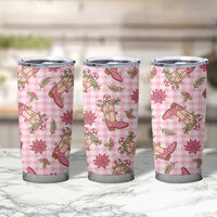 Pink Paniolo Palaka Hawaiian Cowgirl Christmas Tumbler Cup - Polynesian Pride