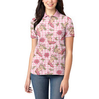 Pink Paniolo Palaka Hawaiian Cowgirl Christmas Women Polo Shirt LT9 - Polynesian Pride