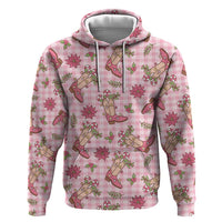 Pink Paniolo Palaka Hawaiian Cowgirl Christmas Zip Hoodie - Polynesian Pride
