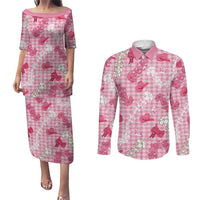 Paniolo Palaka Hawaiian Cowgirl Couples Matching Puletasi and Long Sleeve Button Shirt - Polynesian Pride