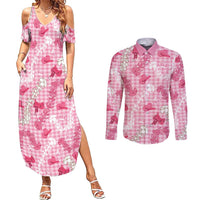 Paniolo Palaka Hawaiian Cowgirl Couples Matching Summer Maxi Dress and Long Sleeve Button Shirt - Polynesian Pride