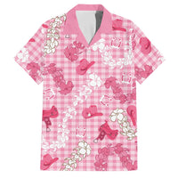 Paniolo Palaka Hawaiian Cowgirl Family Matching Long Sleeve Bodycon Dress and Hawaiian Shirt LT9 Dad's Shirt - Short Sleeve Pink - Polynesian Pride