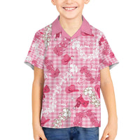 Paniolo Palaka Hawaiian Cowgirl Family Matching Off The Shoulder Long Sleeve Dress and Hawaiian Shirt LT9 Son's Shirt Pink - Polynesian Pride