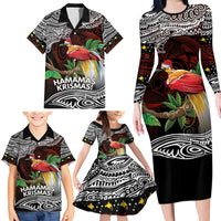 Papua New Guinea Christmas Family Matching Long Sleeve Bodycon Dress and Hawaiian Shirt - Polynesian Pride
