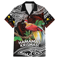 Papua New Guinea Christmas Family Matching Off The Shoulder Long Sleeve Dress and Hawaiian Shirt LT9 Dad's Shirt - Short Sleeve Black - Polynesian Pride