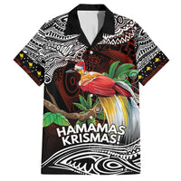 Papua New Guinea Christmas Family Matching Off Shoulder Maxi Dress and Hawaiian Shirt LT9 Dad's Shirt - Short Sleeve Black - Polynesian Pride