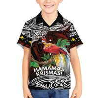 Papua New Guinea Christmas Family Matching Short Sleeve Bodycon Dress and Hawaiian Shirt LT9 Son's Shirt Black - Polynesian Pride
