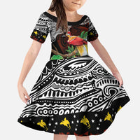 Papua New Guinea Christmas Family Matching Tank Maxi Dress and Hawaiian Shirt LT9 Daughter's Dress Black - Polynesian Pride