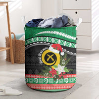 Vanuatu Pig's Tusk Meri Krismas! Laundry Basket Vanuatuan Sand Drawing Pattern - Polynesian Pride