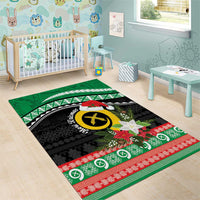 Vanuatu Pig's Tusk Meri Krismas! Area Rug Vanuatuan Sand Drawing Pattern - Polynesian Pride