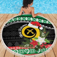 Vanuatu Pig's Tusk Meri Krismas! Beach Blanket Vanuatuan Sand Drawing Pattern - Polynesian Pride