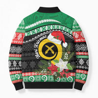 Vanuatu Pig's Tusk Meri Krismas! Bomber Puffer Jacket Vanuatuan Sand Drawing Pattern - Polynesian Pride